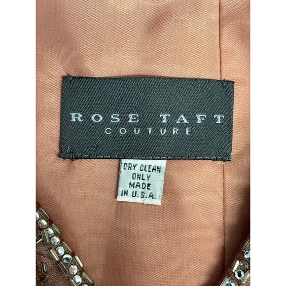 Pink Off-Shoulder Beaded Floral Embroidered Dress Formal Gown With Scalloped Hem - Picture 8 of 13